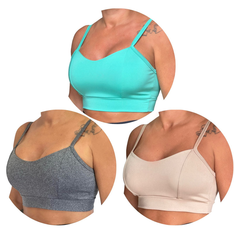Kit 3 Tops Fitness Feminino Alça Fina Academia